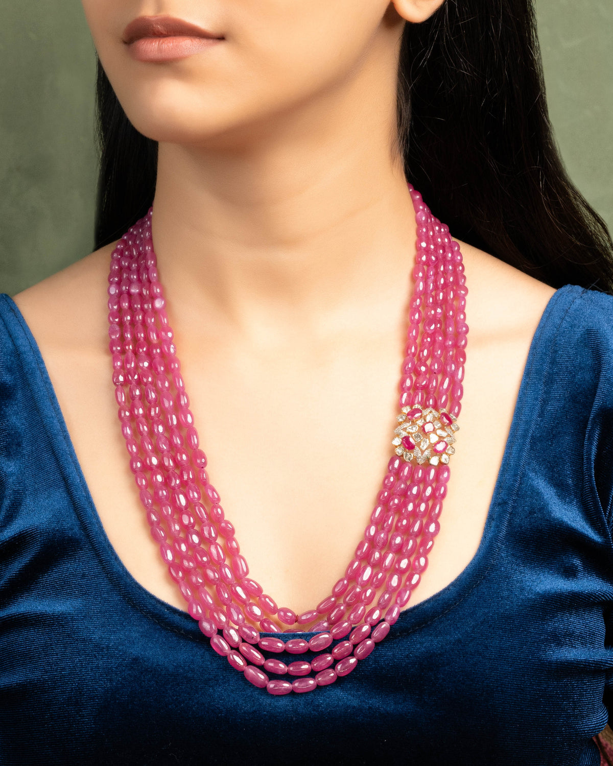 Naila Polki And Diamond Bead Pendant