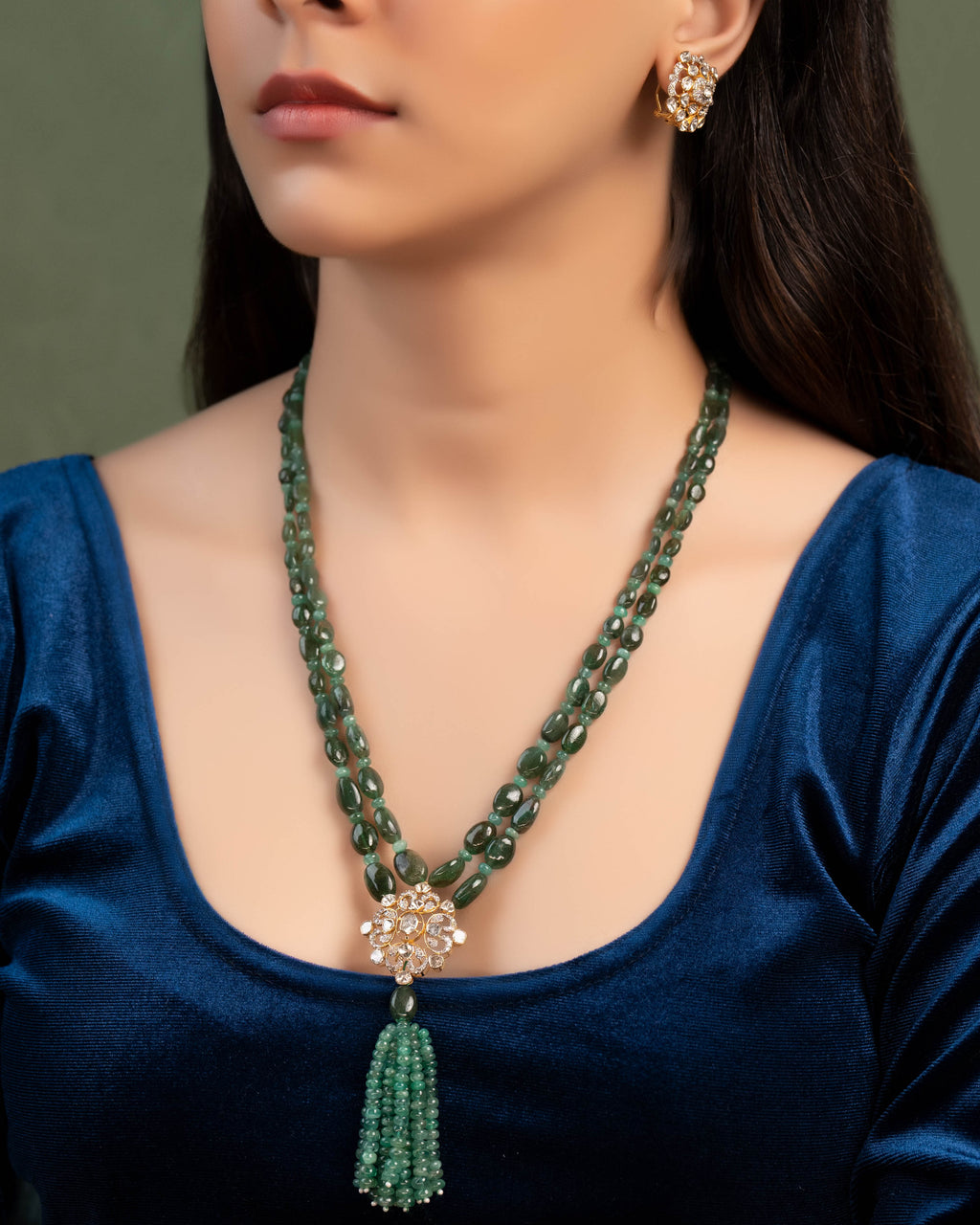 Aisha Polki And Diamond Bead Pendant