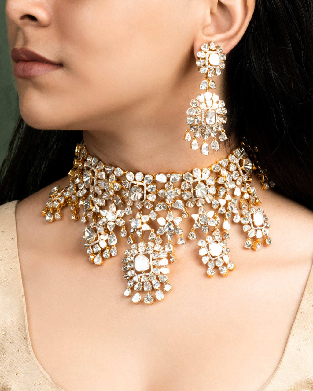 Valena Polki And Diamond Long Earring