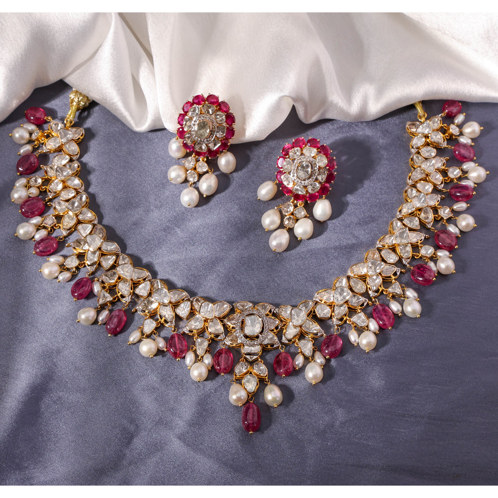 Ruelle Polki And Diamond Necklace