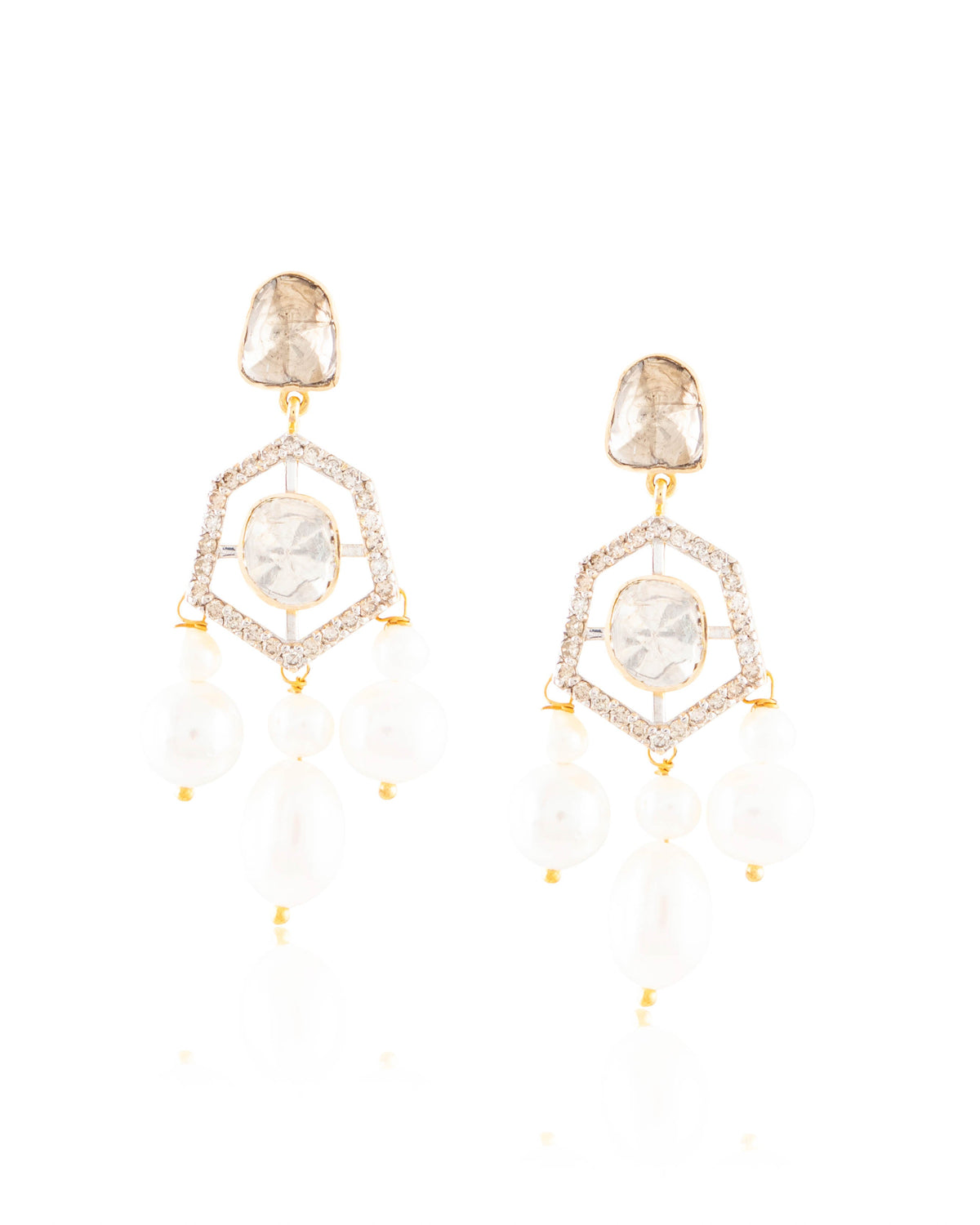 Nelisha Polki And Diamond Long Earrings