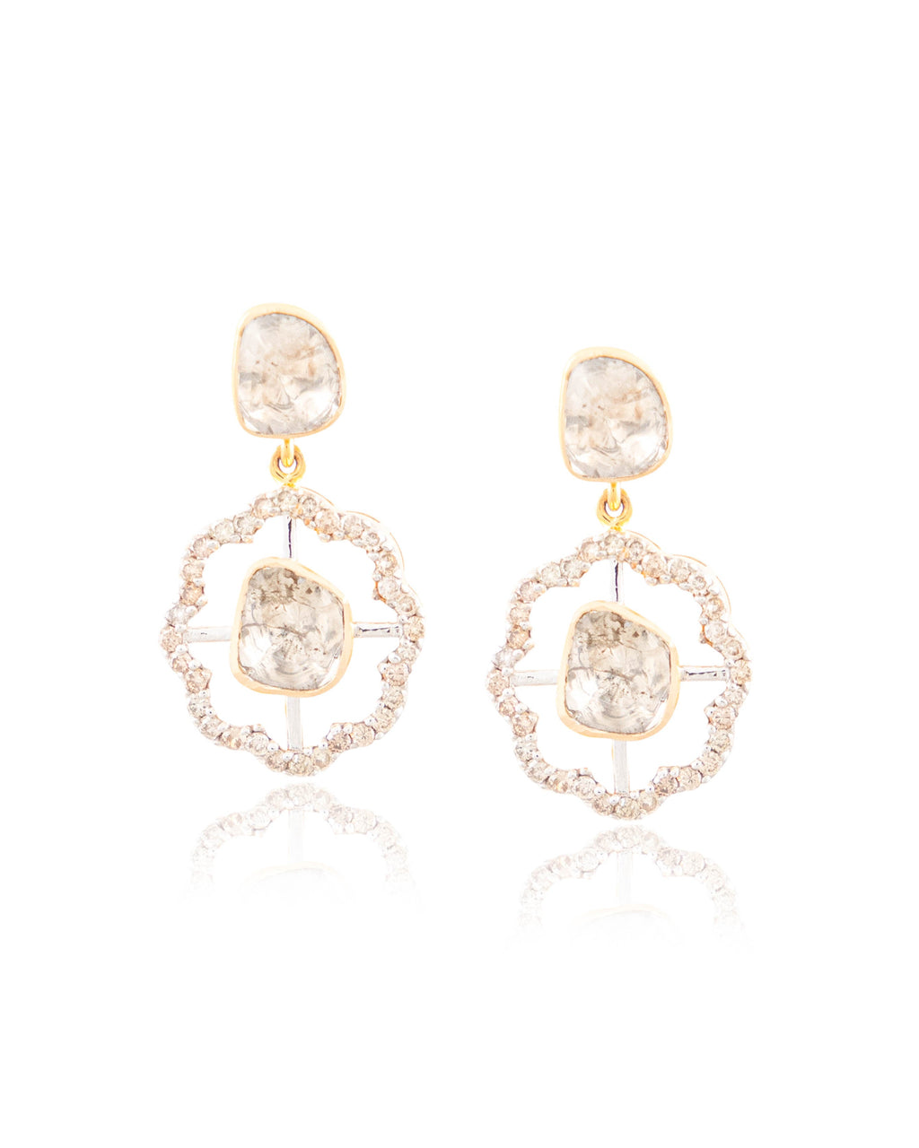 Arina Choker And Chaitali Long Earrings Polki And Diamond Set