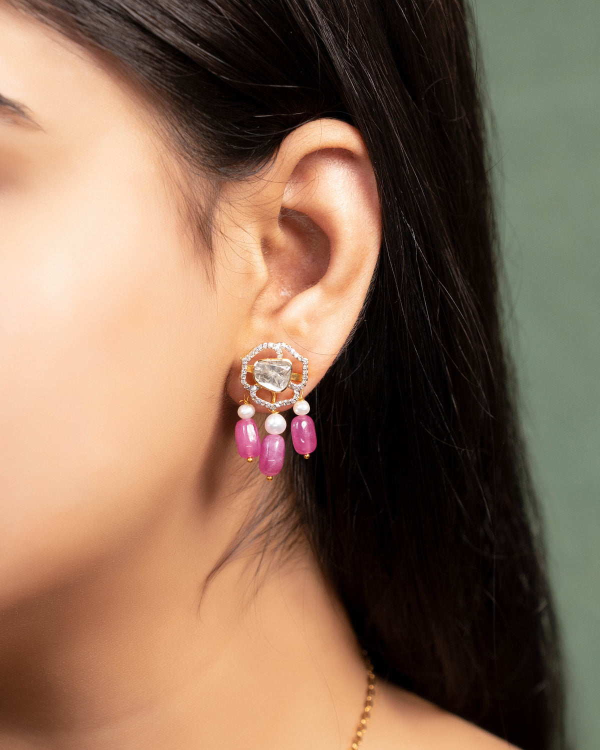 Mishka Pendant And Adweta Tops Polki And Diamond Set