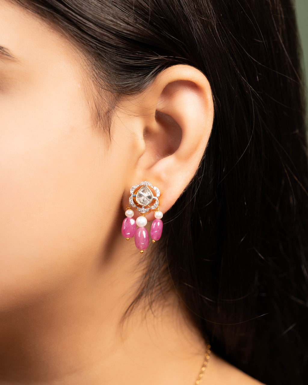 Saasha Pendant And Neha Tops Polki And Diamond Set
