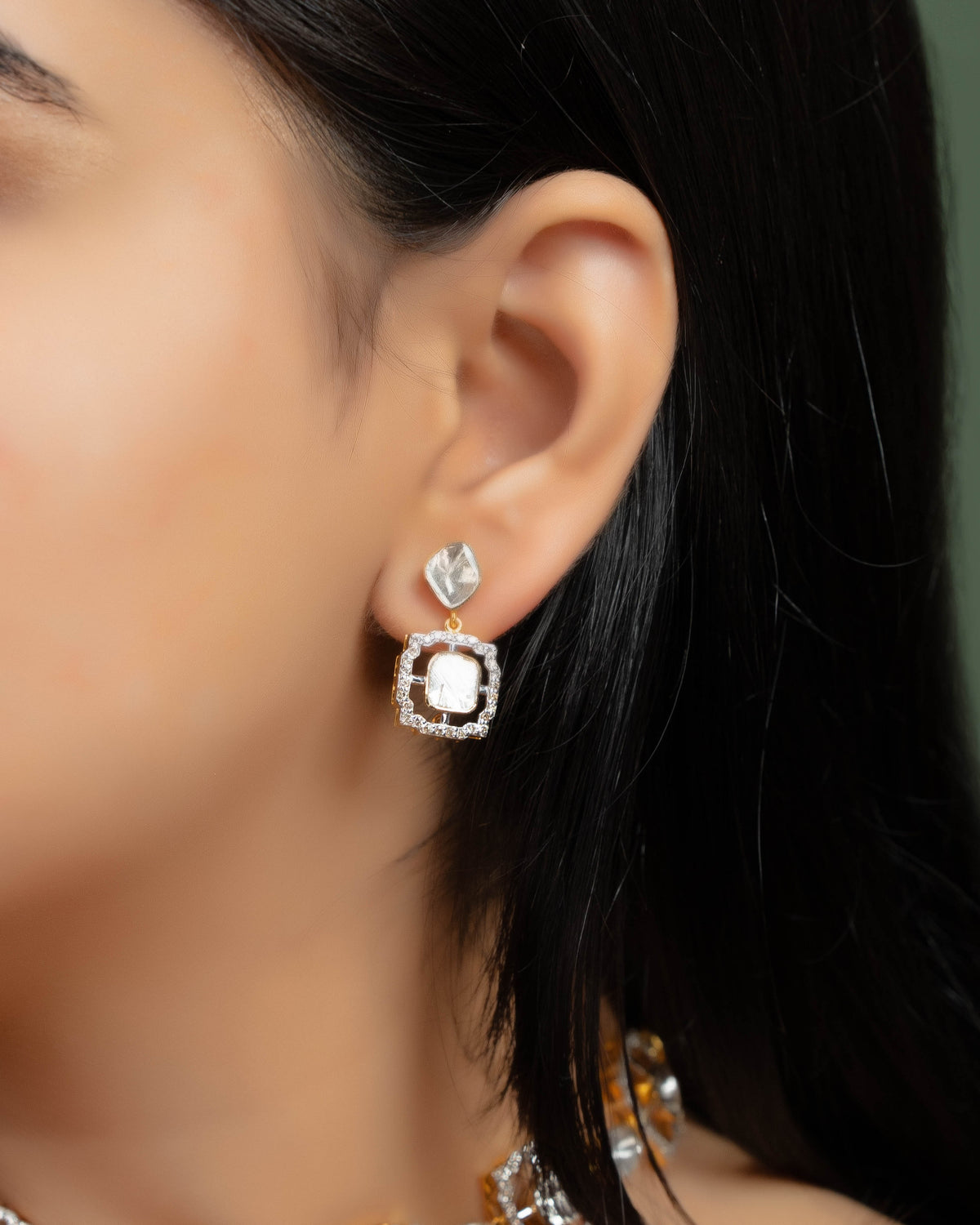 Ariya Choker And Hardika Long Earrings Polki And Diamond Set