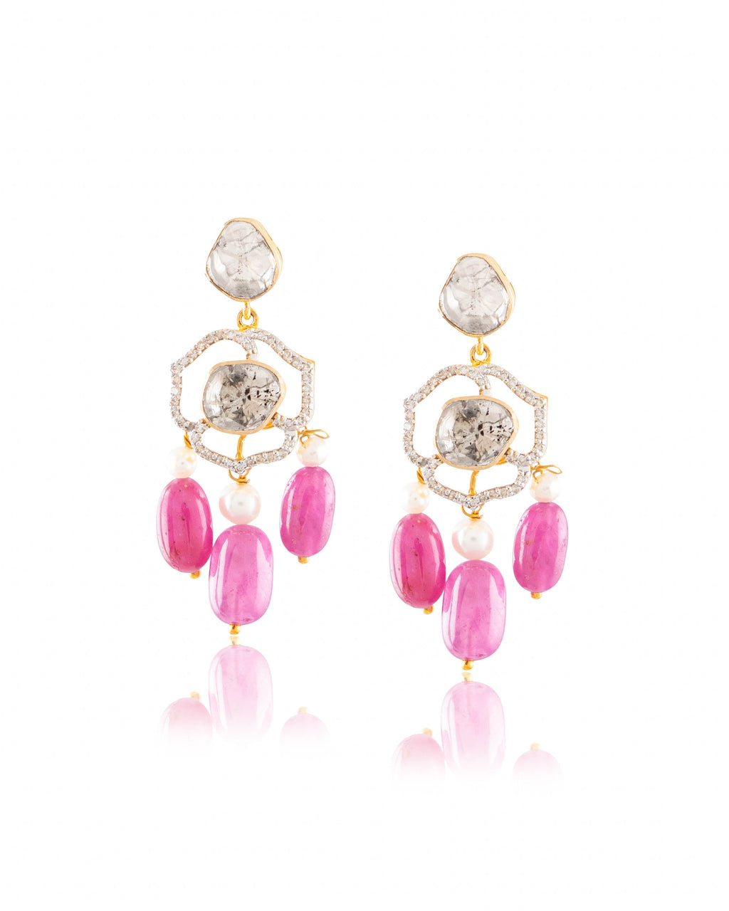 Deepti Choker And Rateeka Long Earrings Polki And Diamond Set