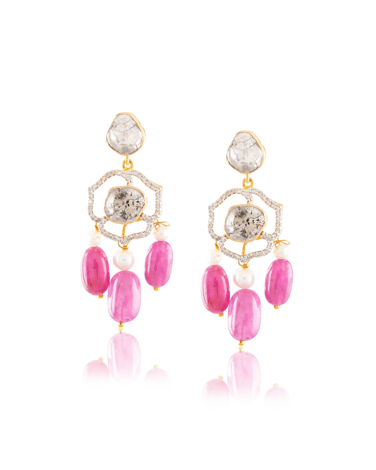 Deepti Choker And Rateeka Long Earrings Polki And Diamond Set