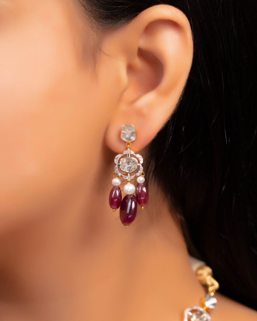 Disha Polki And Diamond Long Earrings