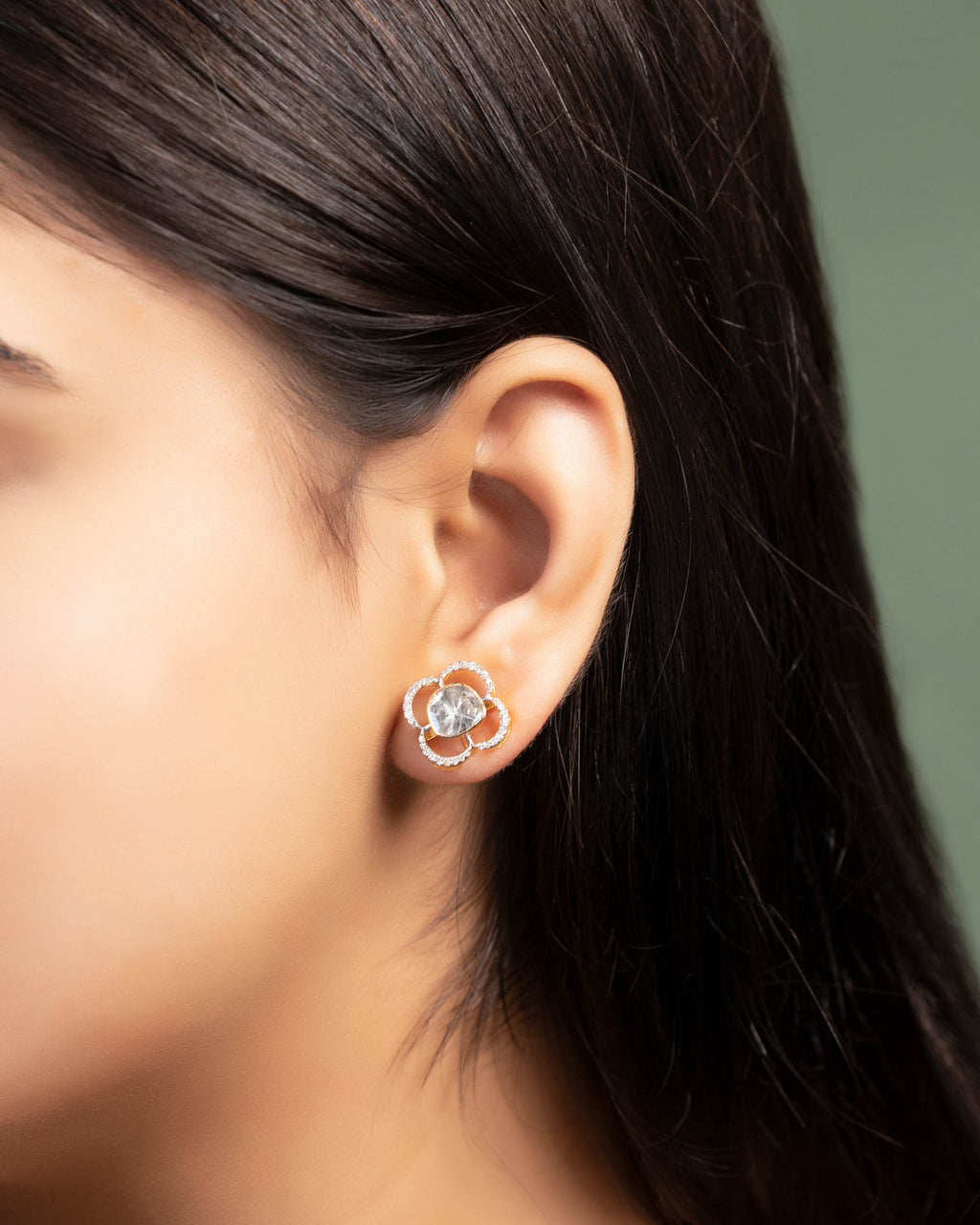 Sanchita Pendant And Pratyusha Tops Polki And Diamond Set