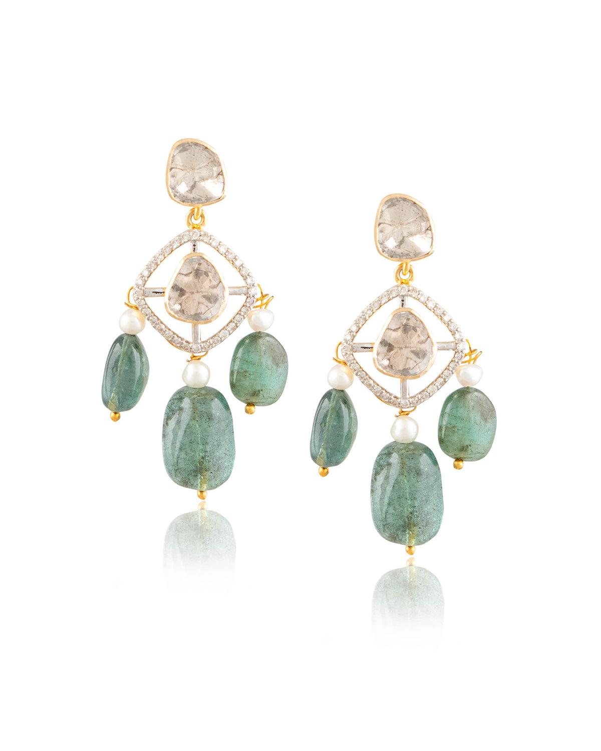 Kriti Choker And Rakul Long Earrings Polki And Diamond Set