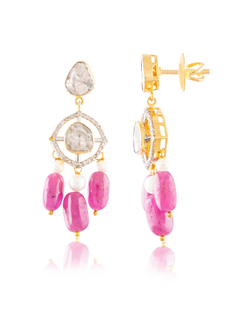 Mireya Choker And Sachi Long Earrings Polki And Diamond Set