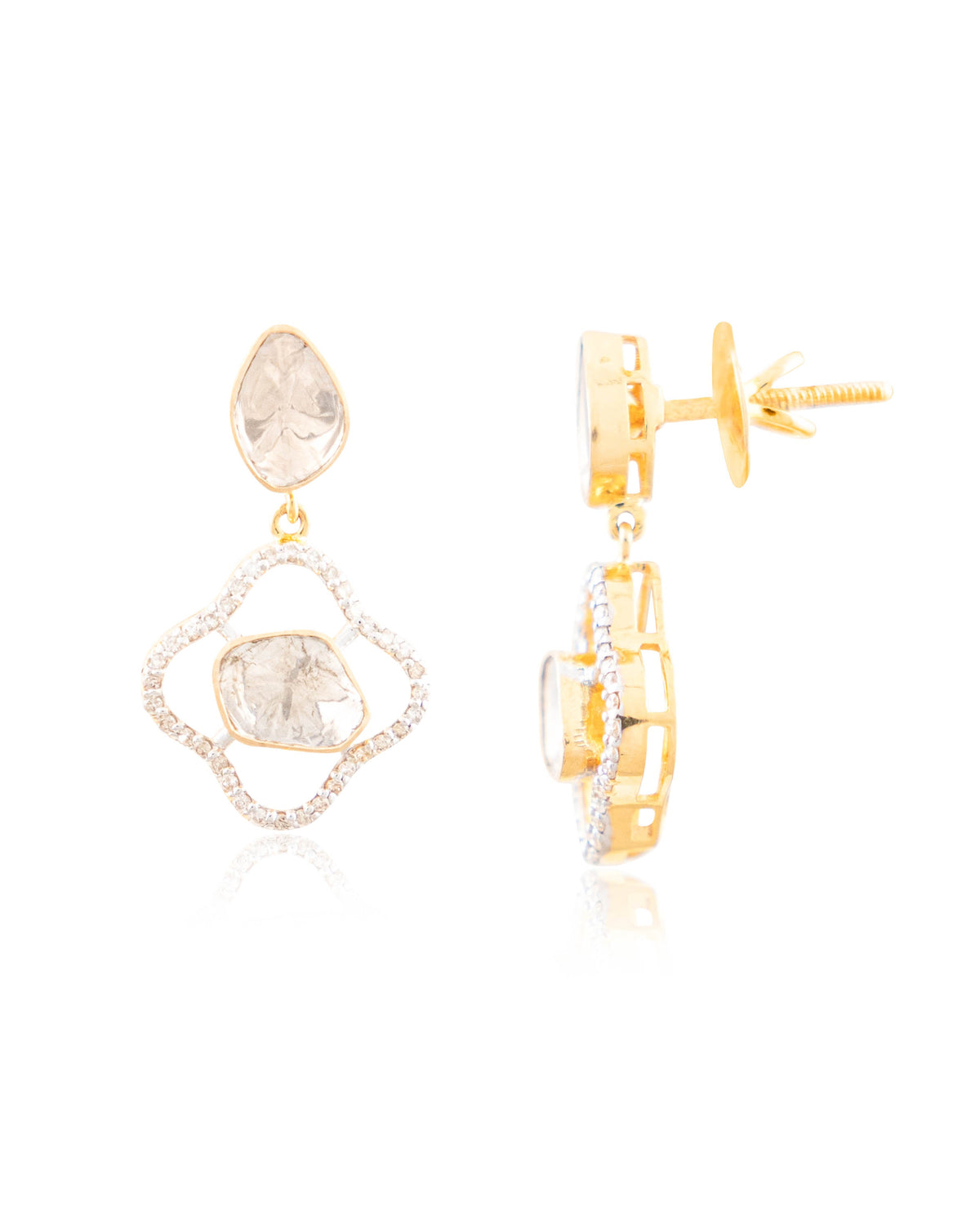 Heena Polki And Diamond Long Earrings
