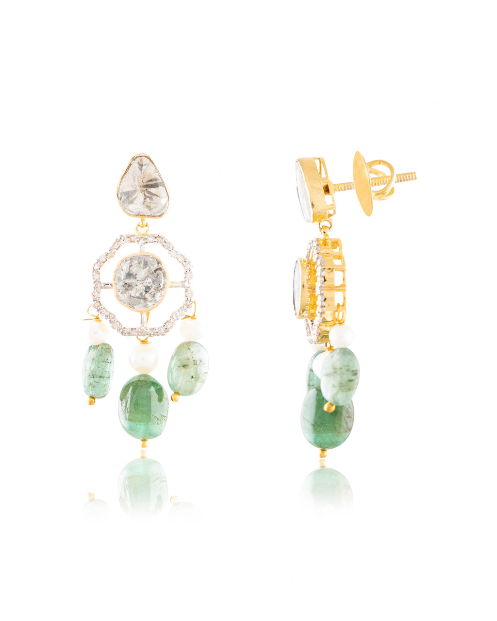 Matsya Choker And Tara Long Earrings Polki And Diamond Set