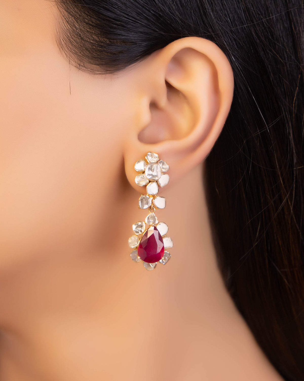 Pragati Necklace And Trupti Long Earrings Polki Set