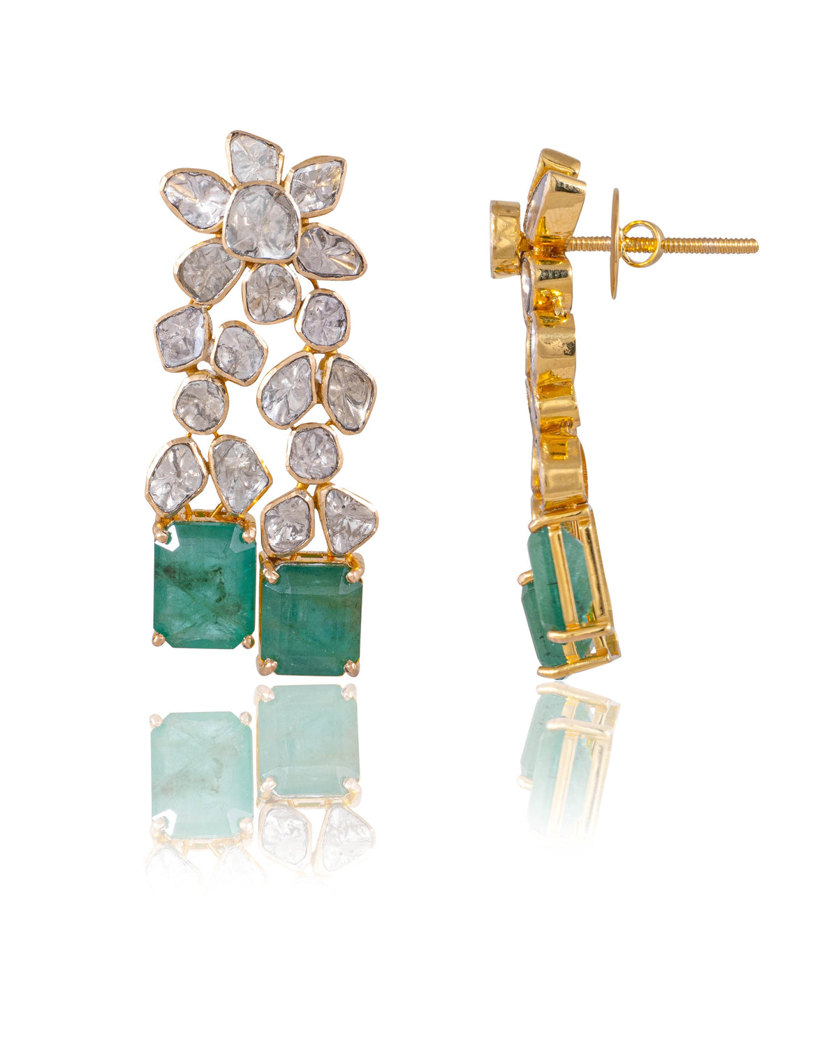Afsha Necklace And Nadiya Long Earrings Polki Set