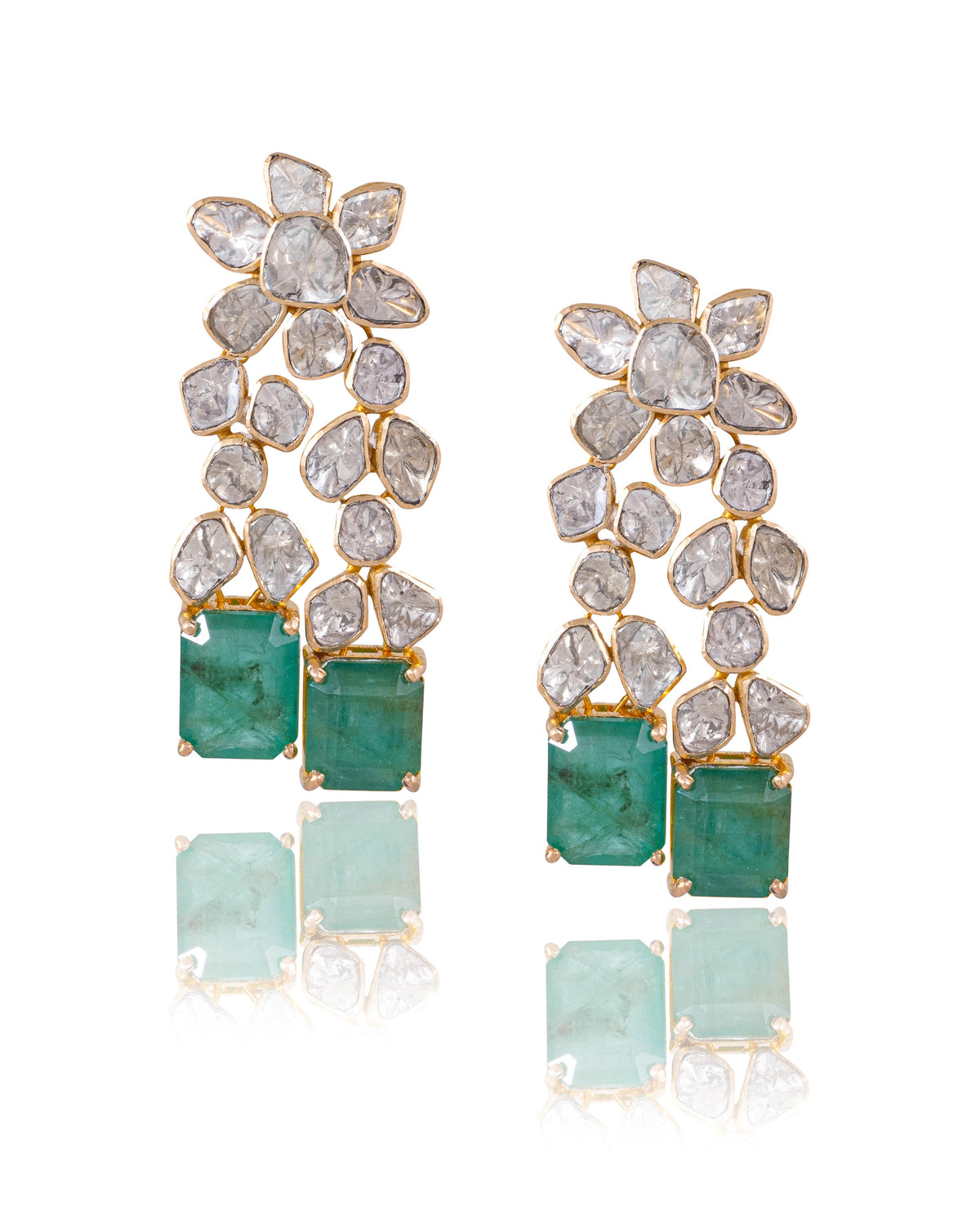 Afsha Necklace And Nadiya Long Earrings Polki Set