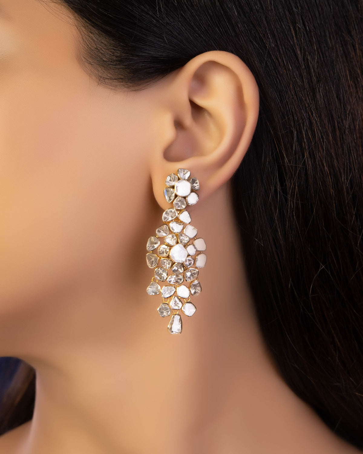 Saloni Necklace And Alvina Long Earrings Polki Set