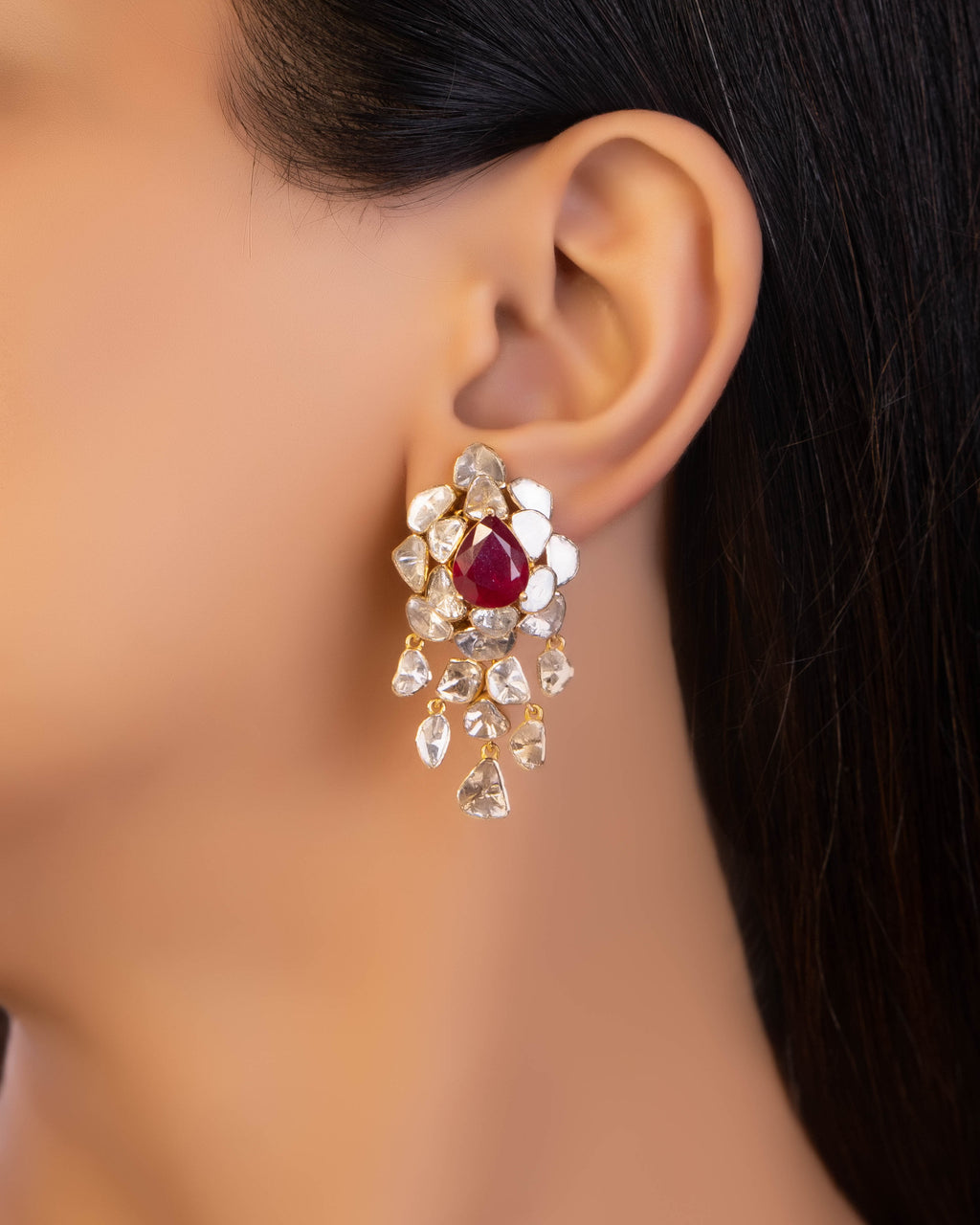 Freya Necklace And Diksha Long Earrings Polki Set