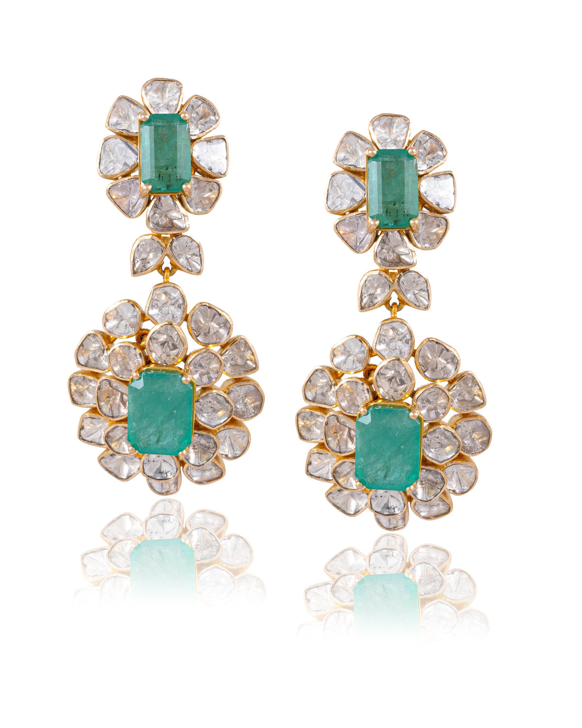 Puravi Necklace And Rushda Long Earrings Polki Set