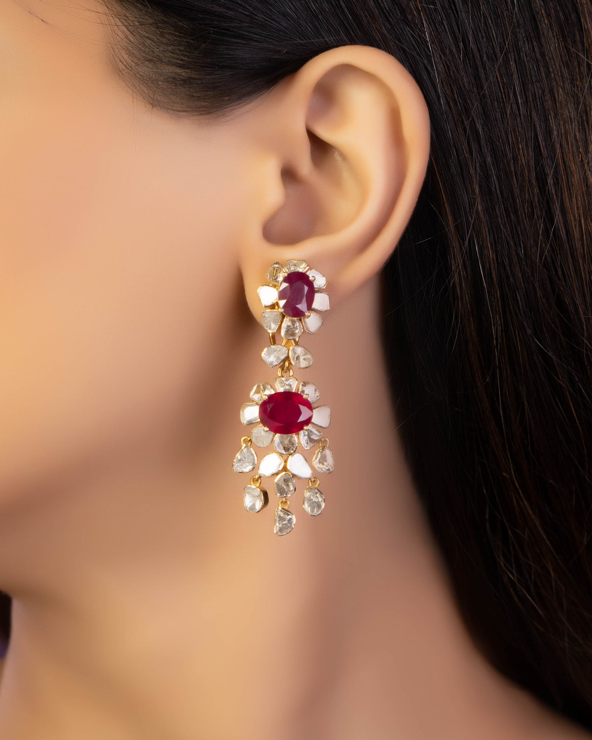 Aashika Polki Long Earrings