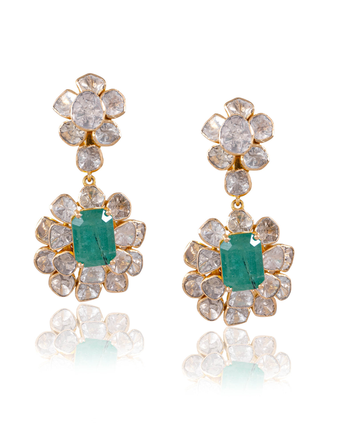 Manasi Necklace And Sanjita Long Earrings Polki Set