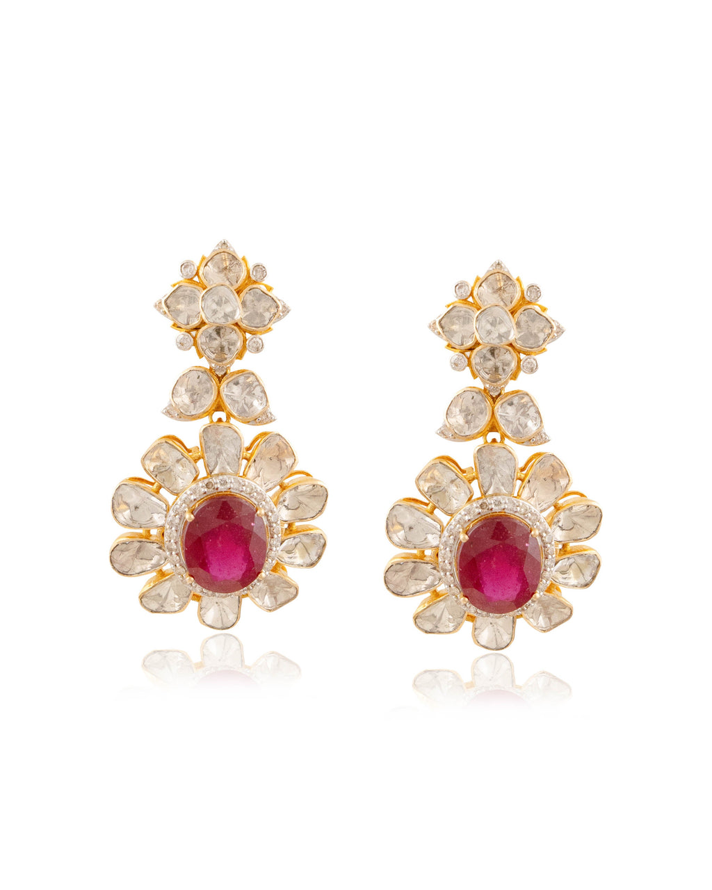 Tanisha Polki And Diamond Long Earrings