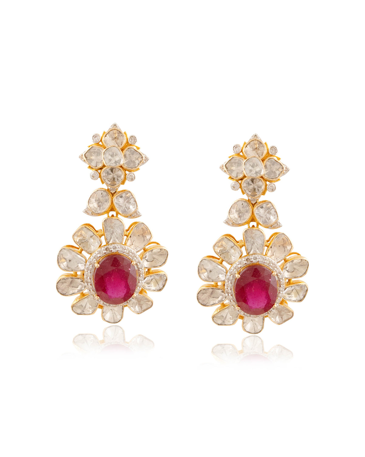 Tanisha Polki And Diamond Long Earrings