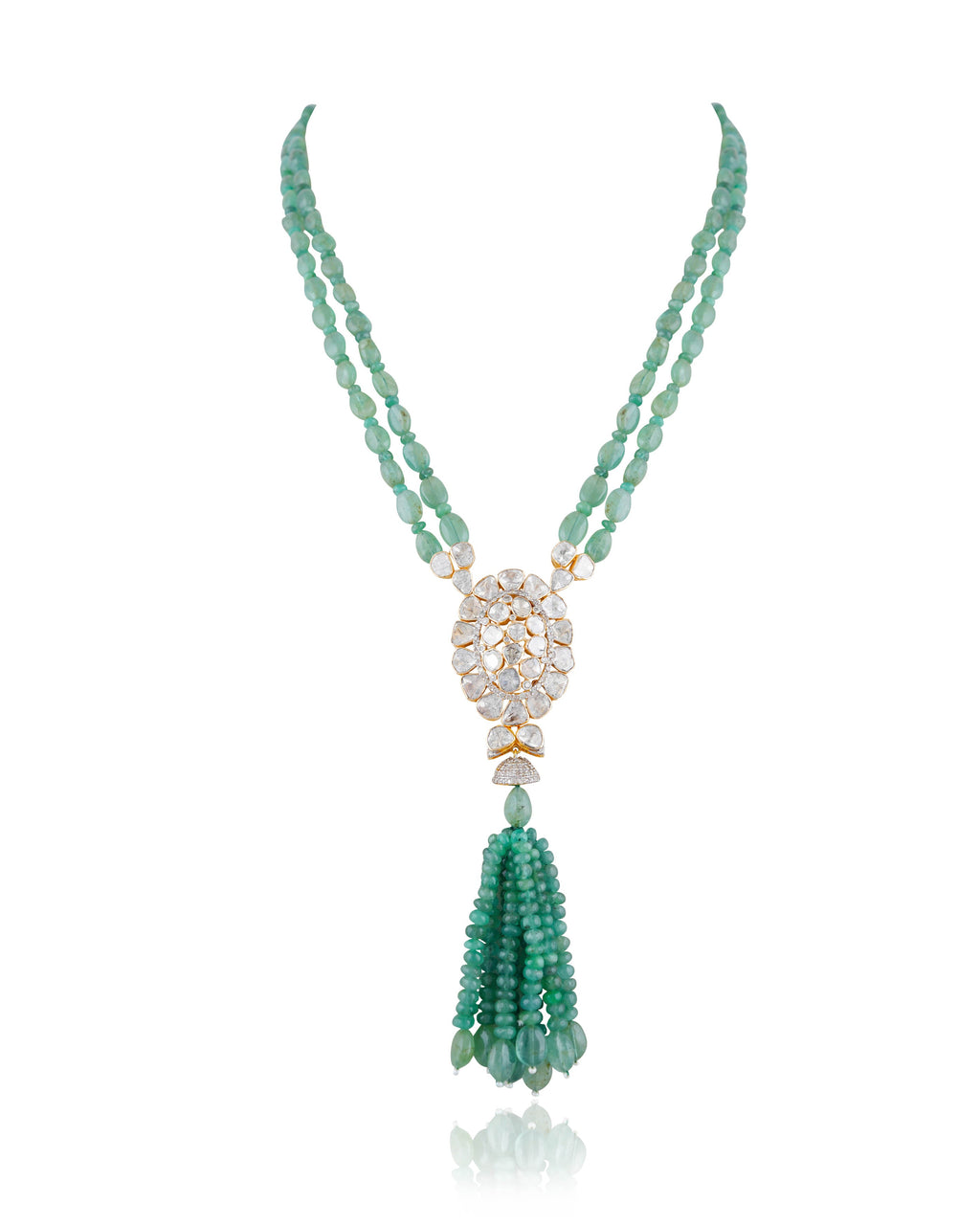 Sima Polki And Diamond Bead Pendant