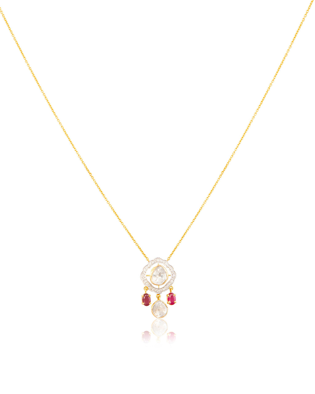 Zahida Polki And Diamond Pendant