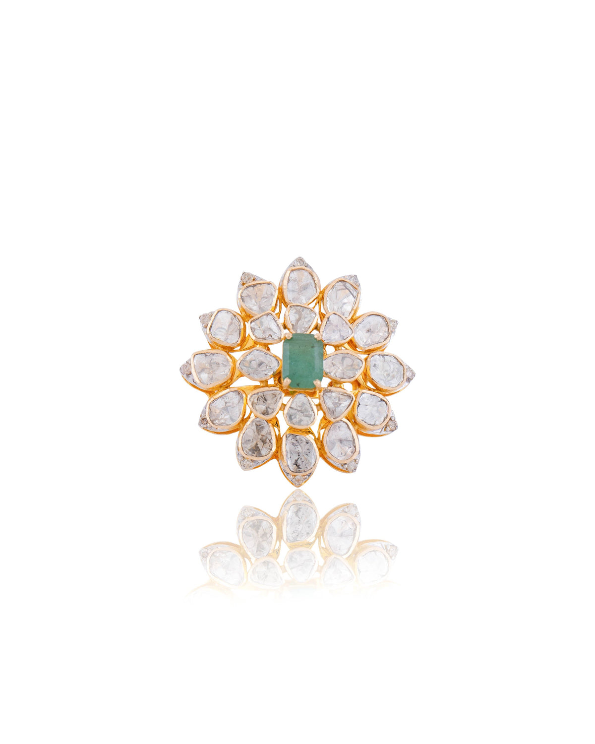 Malti Polki And Diamond Ring