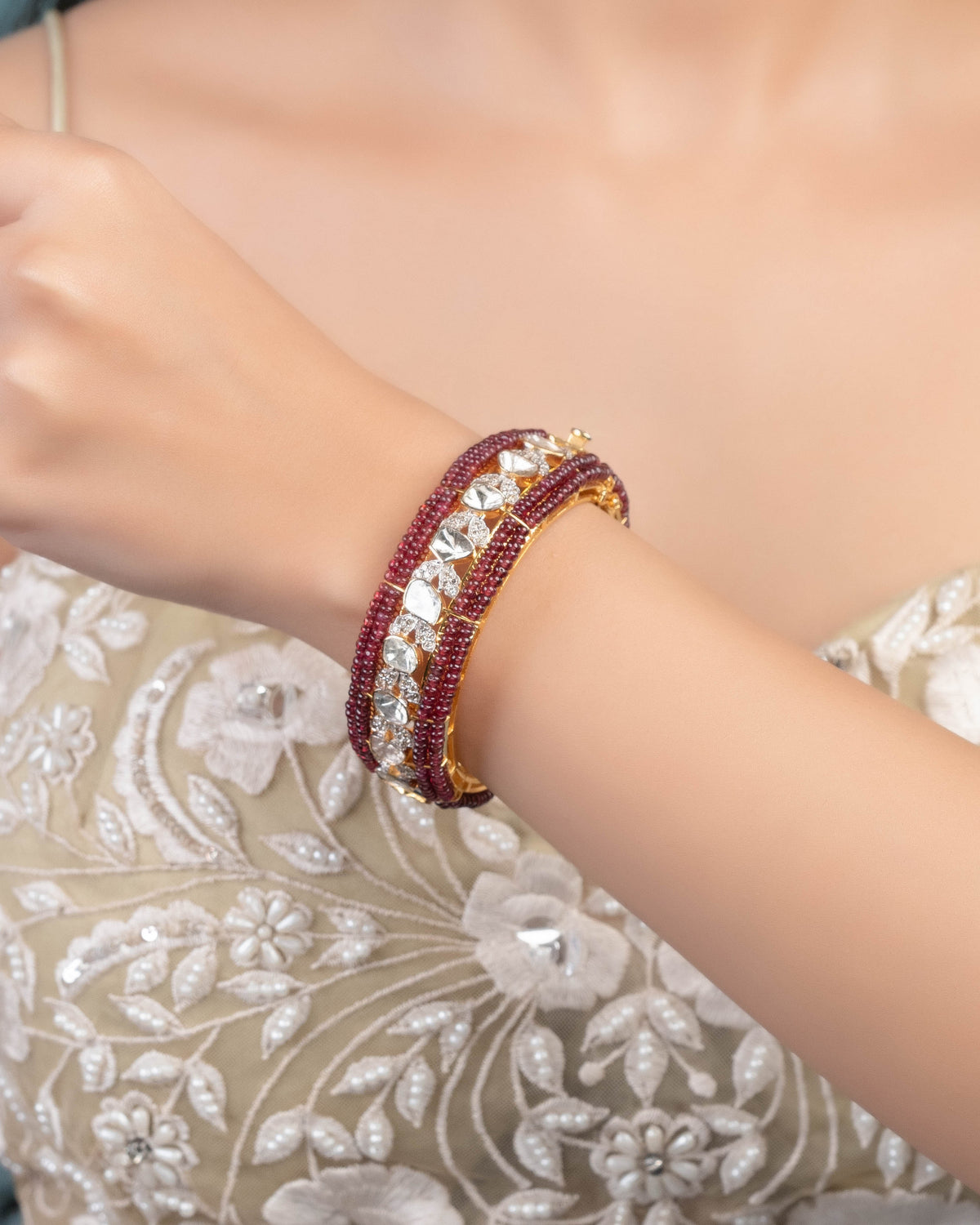 Stella Polki And Diamond Bangle