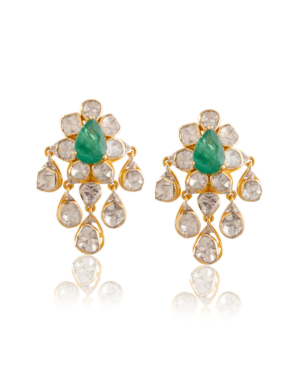Elva Polki And Diamond Long Earrings