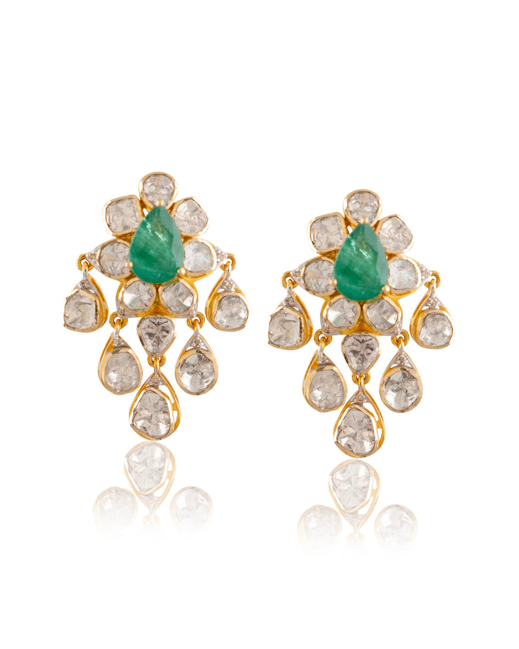 Elva Polki And Diamond Long Earrings