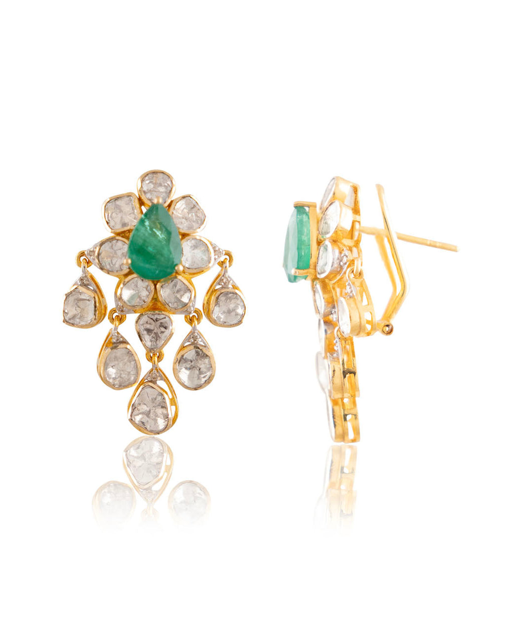 Elva Polki And Diamond Long Earrings
