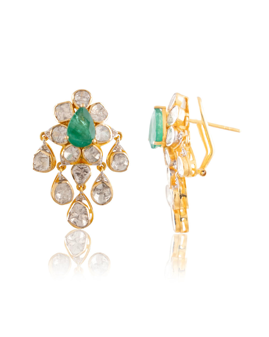 Elva Polki And Diamond Long Earrings