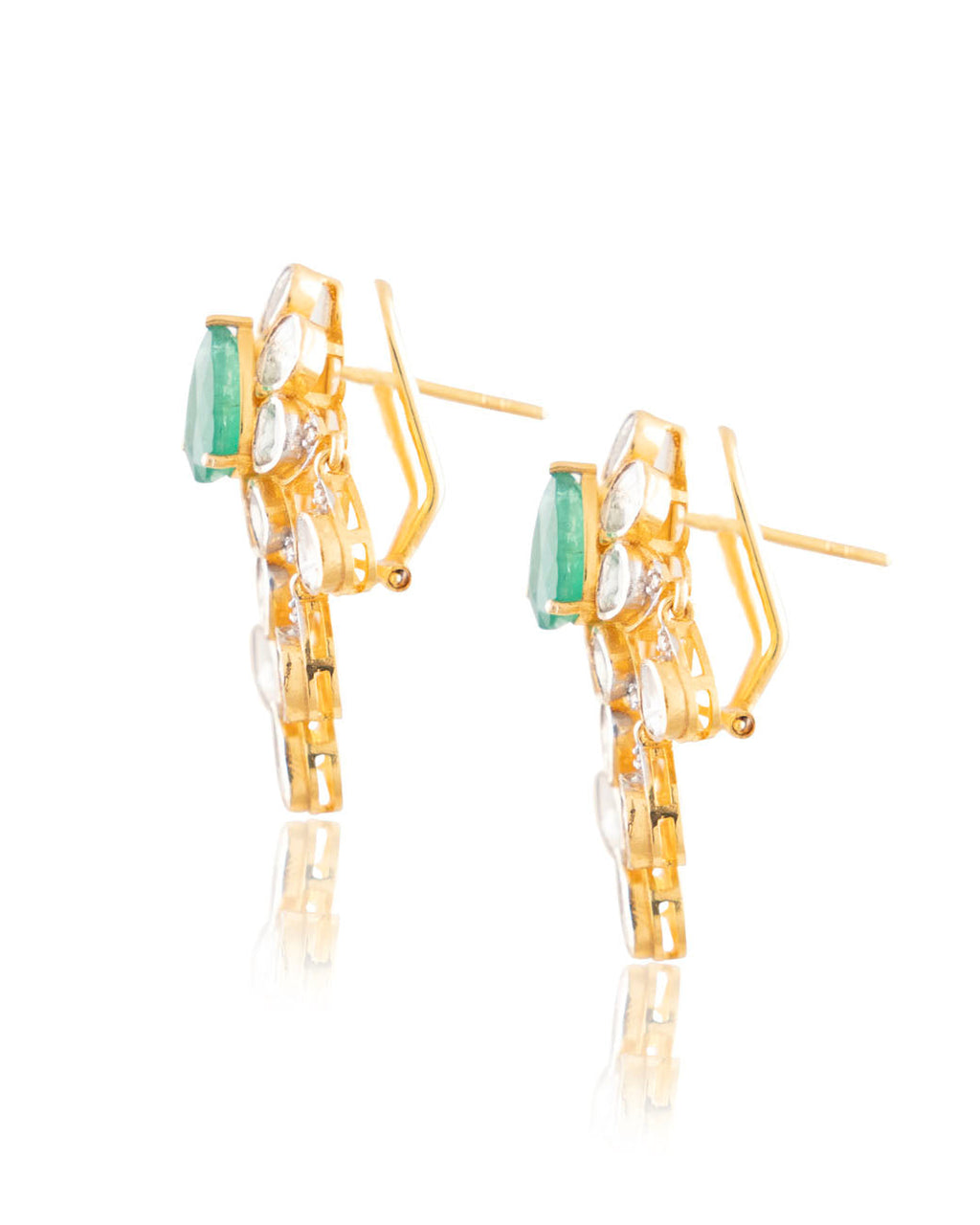 Elva Polki And Diamond Long Earrings