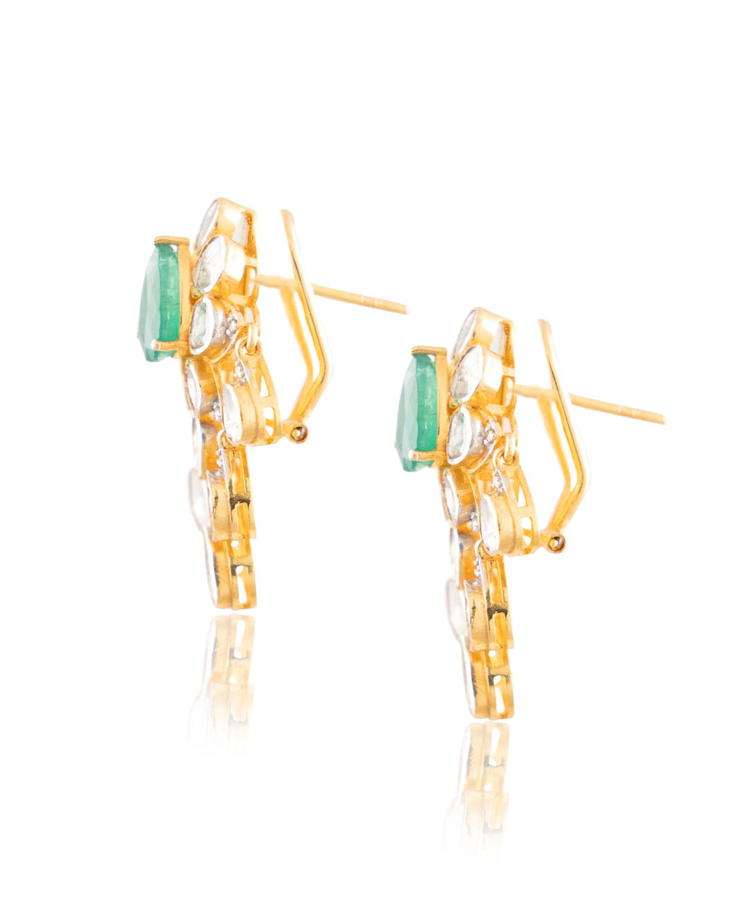 Elva Polki And Diamond Long Earrings