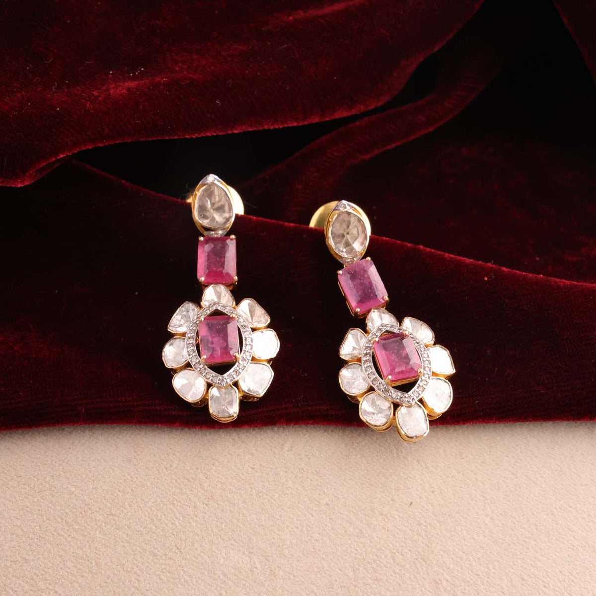 Nayra Polki And Diamond Long Earrings