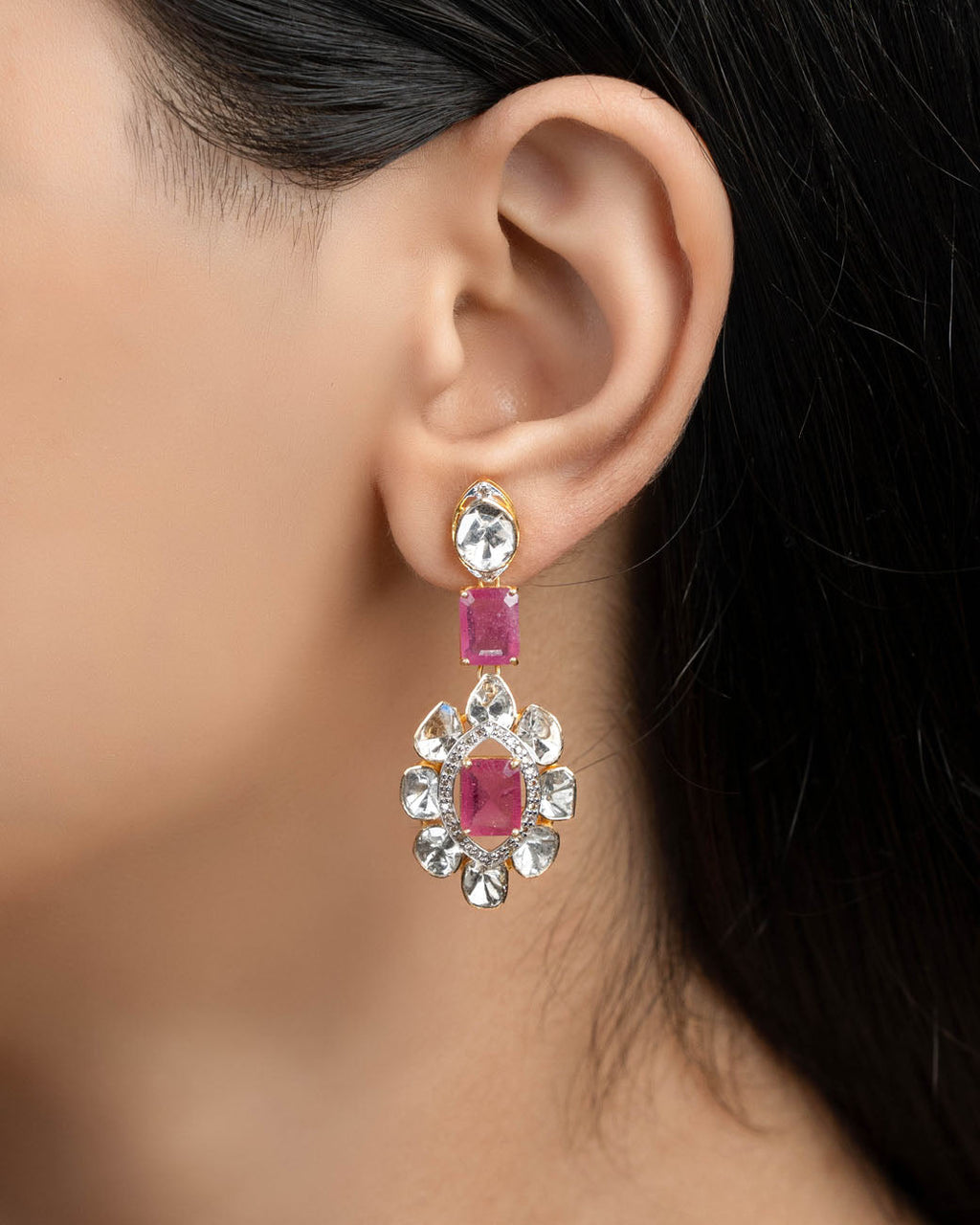 Nayra Polki And Diamond Long Earrings