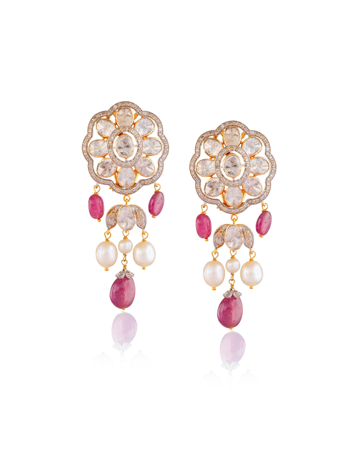 Felina Polki And Diamond Long Earrings