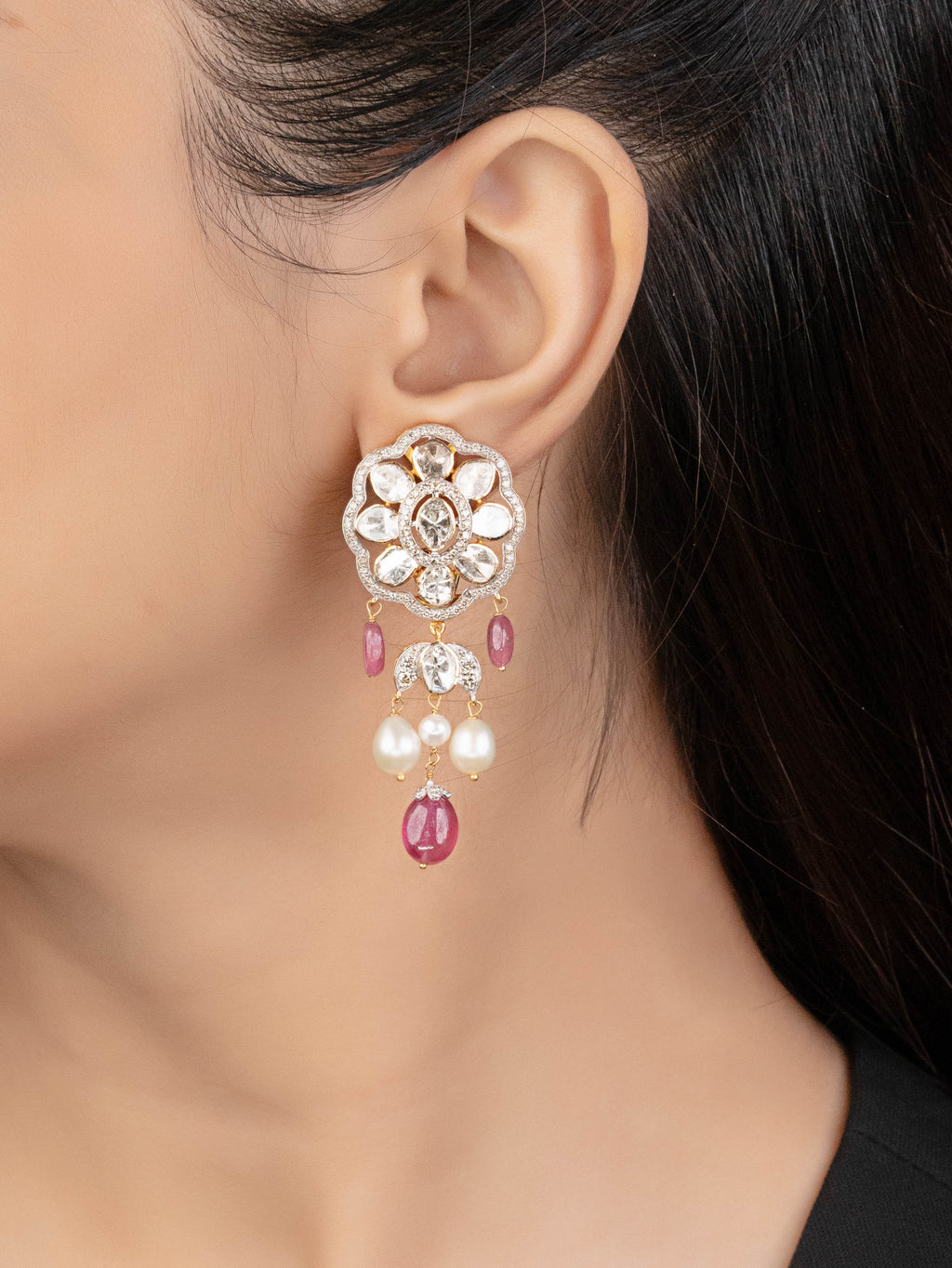 Felina Polki And Diamond Long Earrings