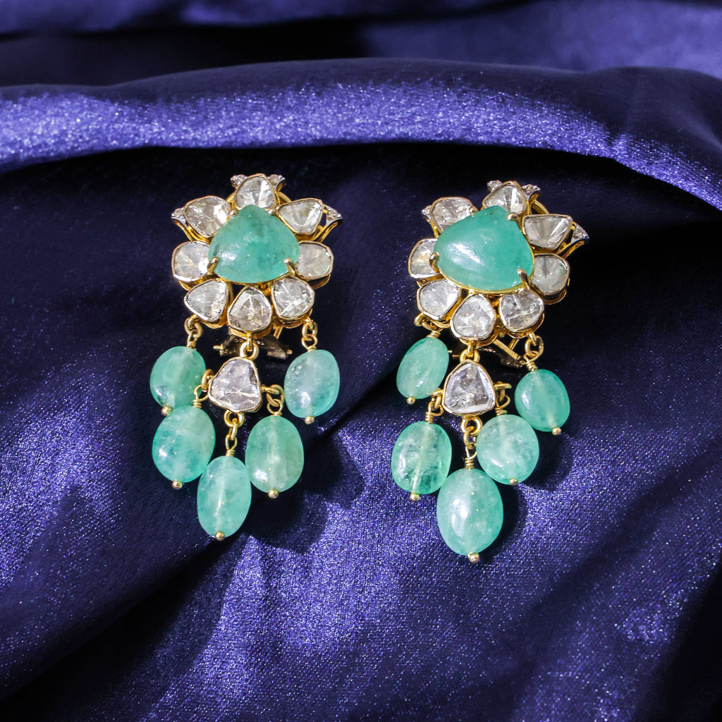 Akshi Polki And Diamond Long Earrings