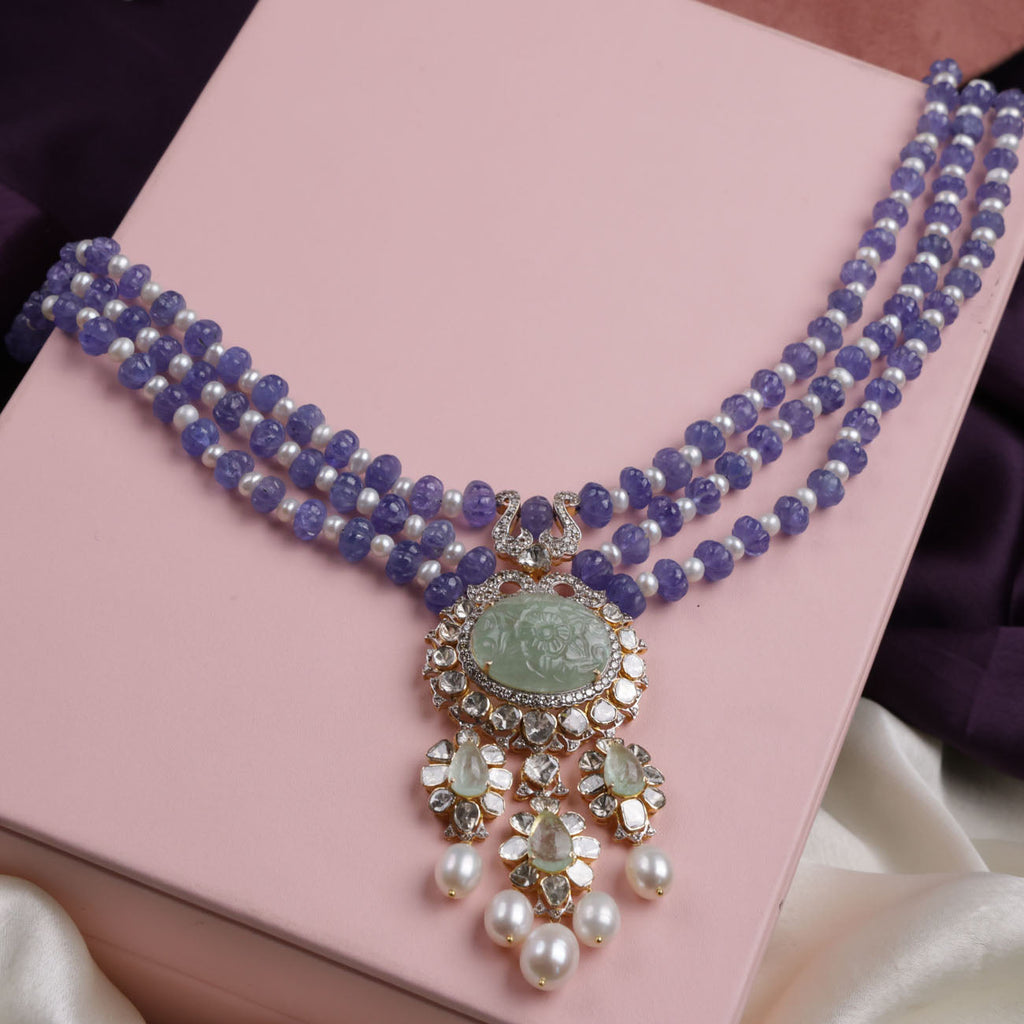 Irisa Polki And Diamond Bead Pendant