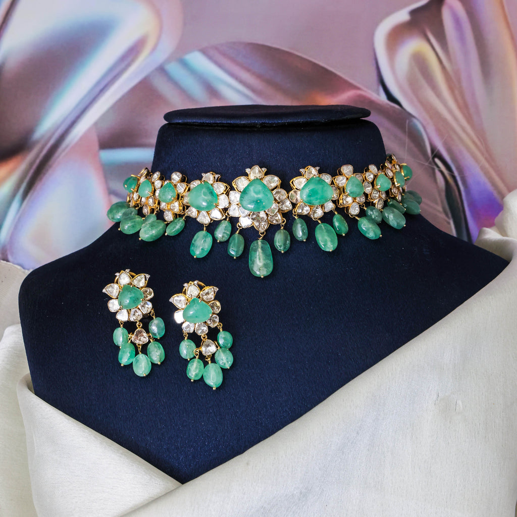 Akshi Polki And Diamond Long Earrings
