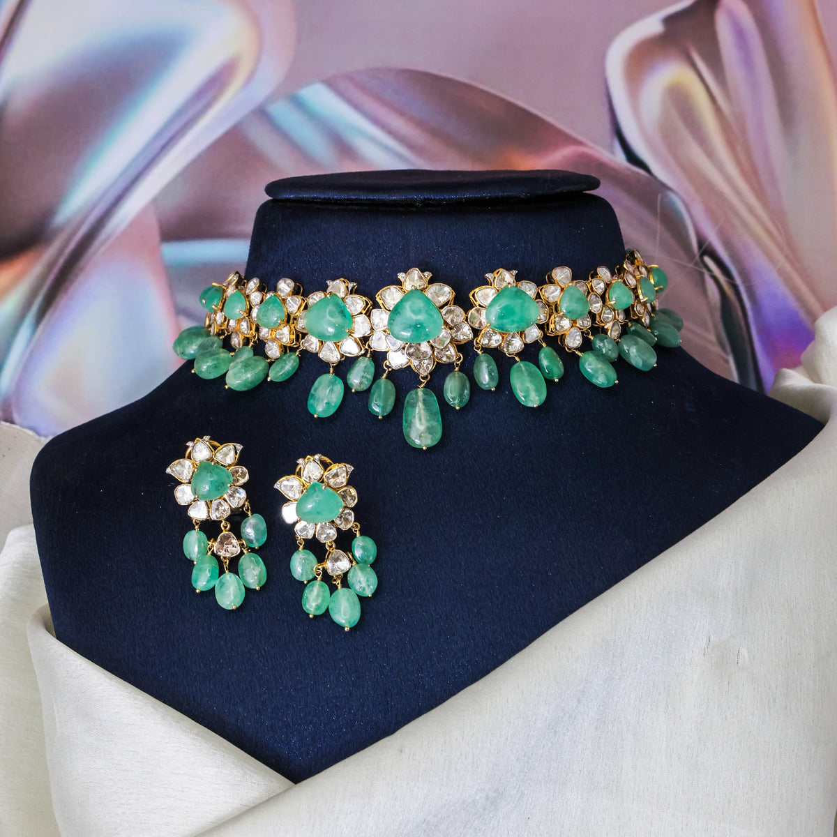 Akshi Polki And Diamond Long Earrings