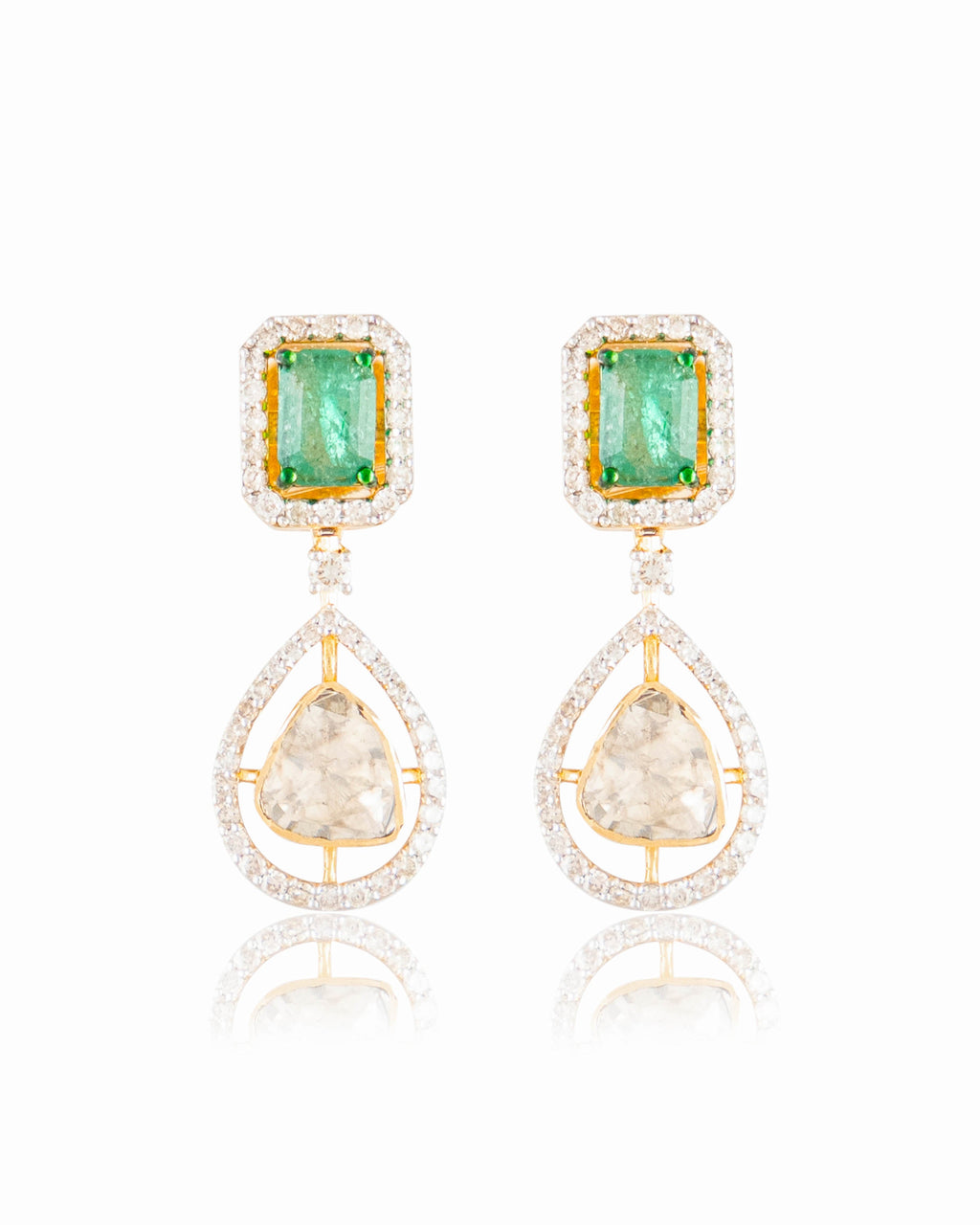 Aziya Polki And Diamond Long Earrings