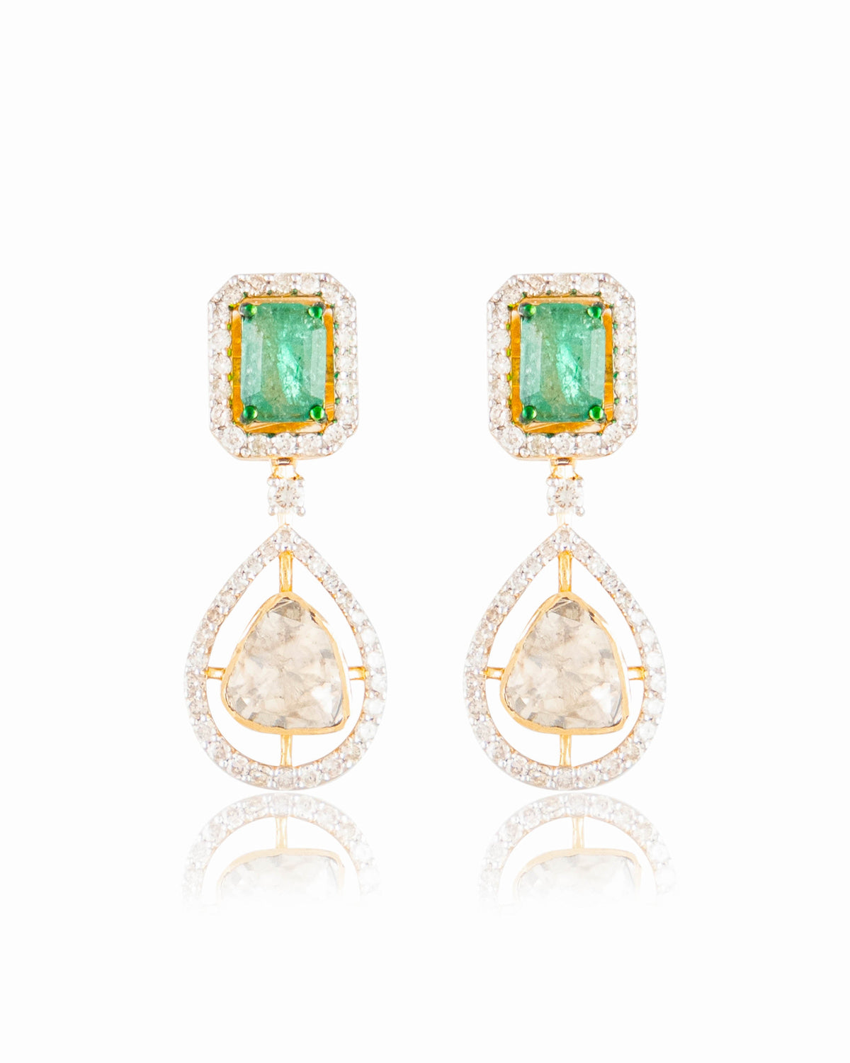 Aziya Polki And Diamond Long Earrings