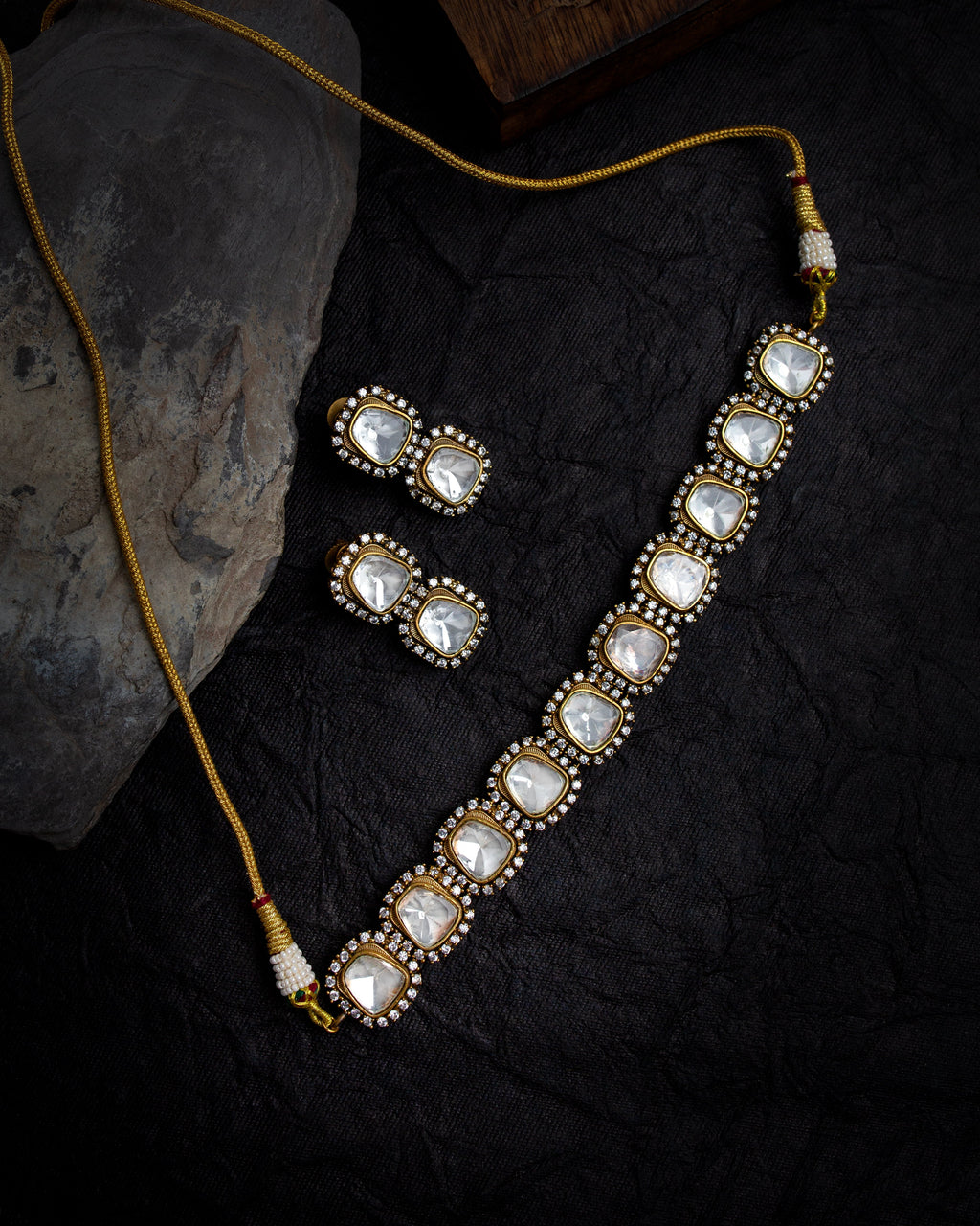 Zoha Moissanite Polki Necklace Set