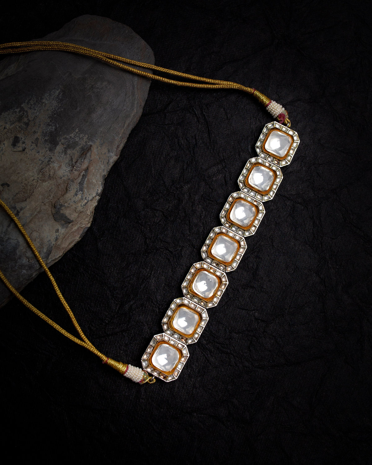 Aafreen victorian finish Polki Necklace Set