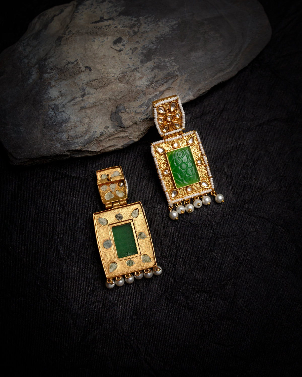 Aafreen Green Polki Necklace Set